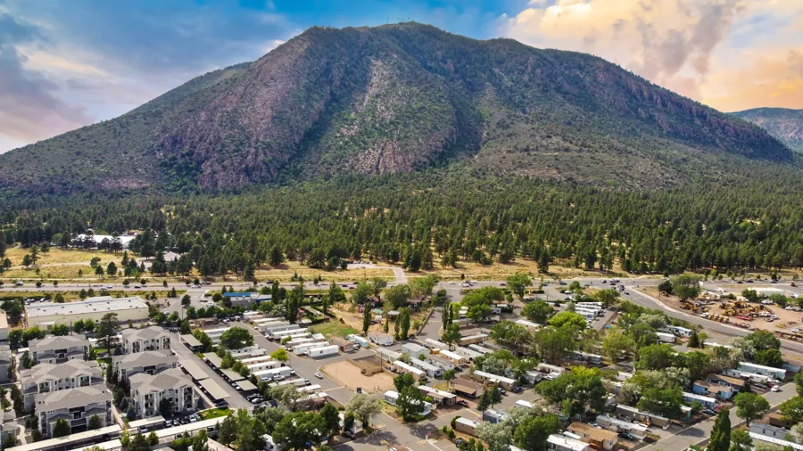 Colony at sunset with Mt. Elden glowing in the evening light