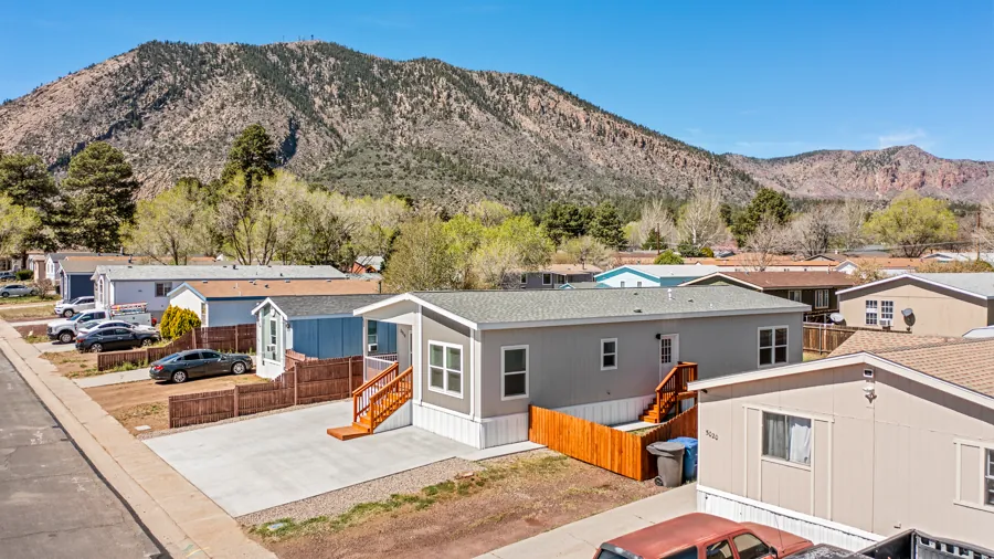 Elevated view of the home with Mt. Elden rising behind the neighborhood